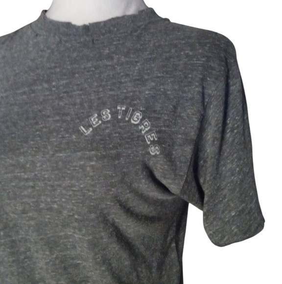 Daydreamer For Free People Gray "Les Tigres" Distressed Baby Tee Size Small - Picture 2 of 6